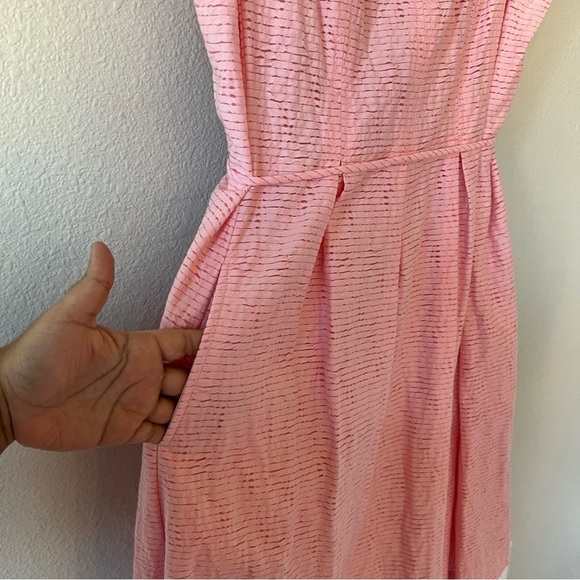 Pappagallo Pink Fit and Flare Sleeveless Waist Tie Barbiecore Dress- size 12 - Picture 7 of 13